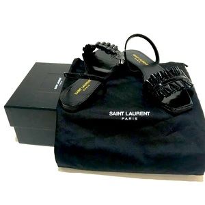 SAINT LAURENT PARIS Flats Strap Sandals 36 Black